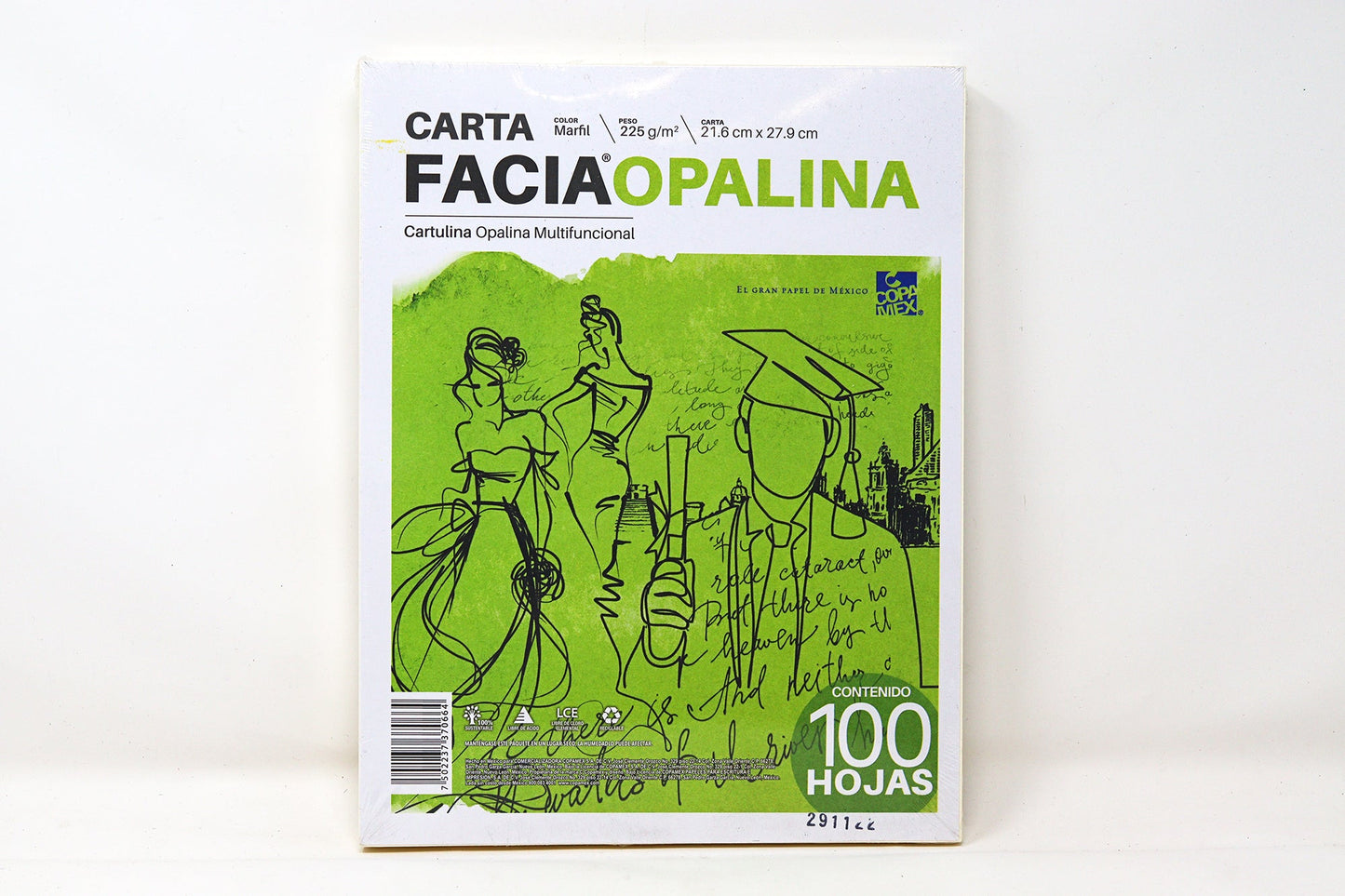 Hoja Opalina Cartulina Carta Facia Blanca 225Gr con 100