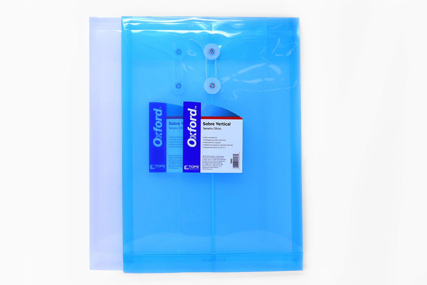 Sobre Plastico Oficio Oxford F495 Blanco Y Azul