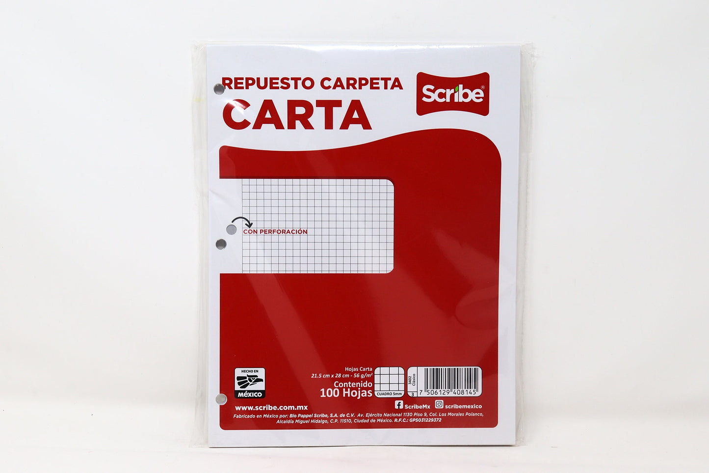 3402 Hoja para cartapacio Scribe 5mm con 100 hojas