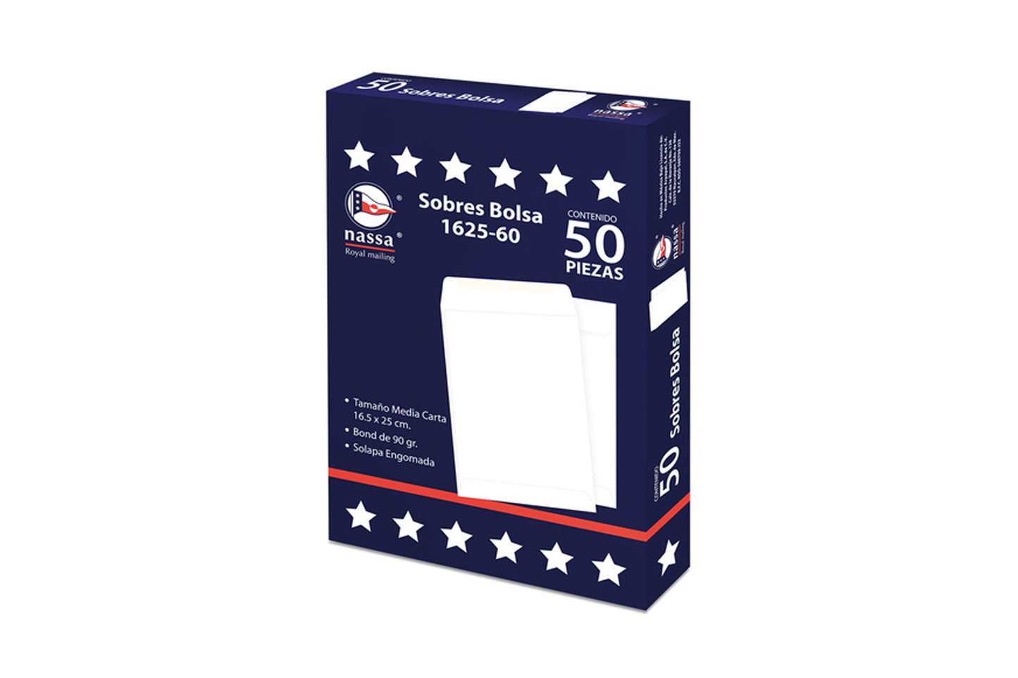 SOBRE BLANCO BOND 1/2 CARTA 1625-60 NASSA