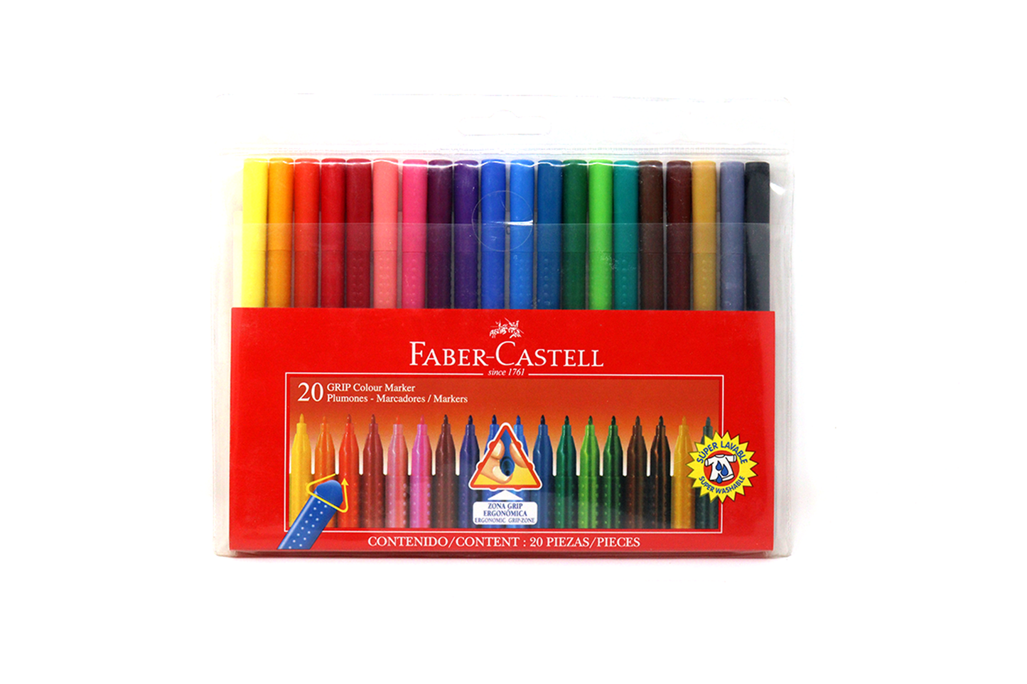 PLUMONES FABER CASTELL GRIP ESTUCHE C/20