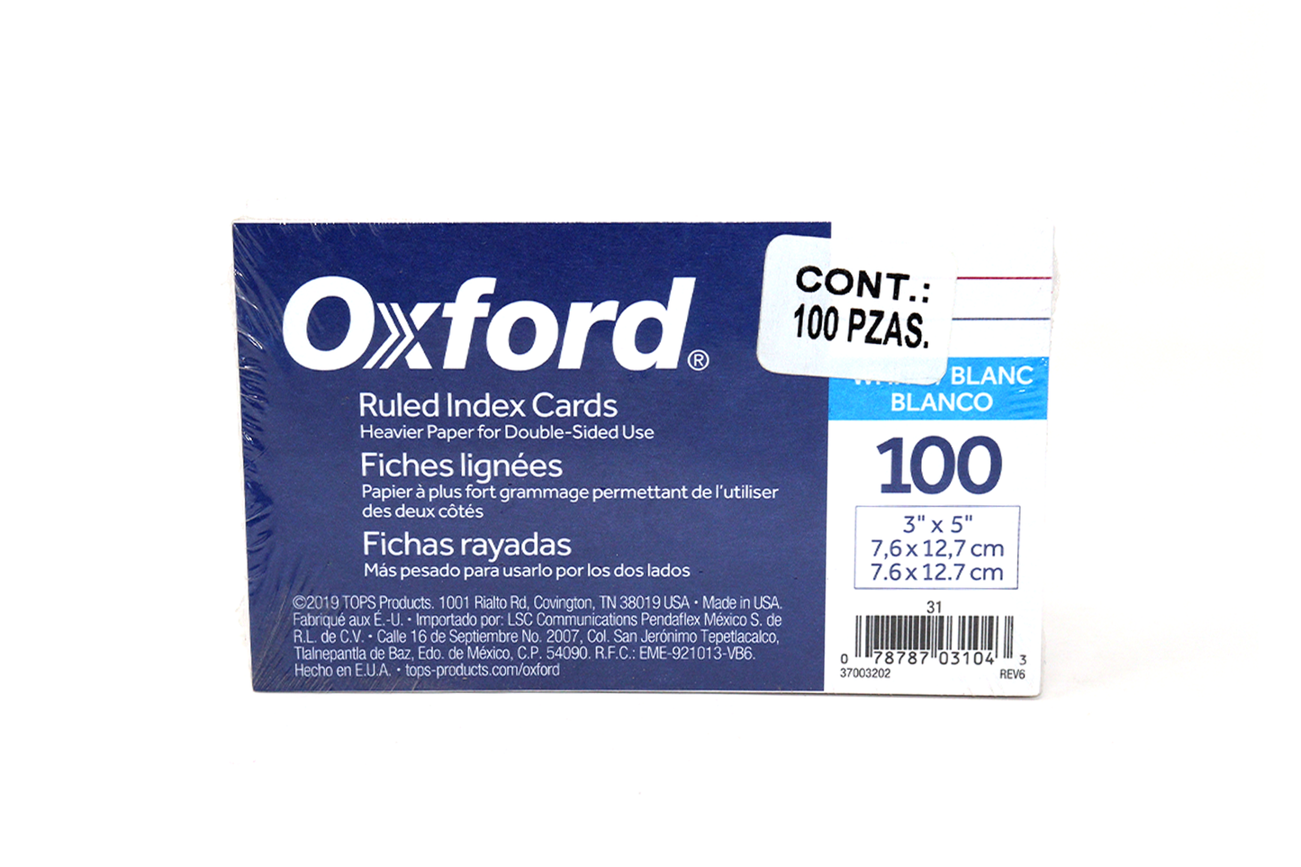 TARJETA 3X5 RAYADA OXFORD C/100