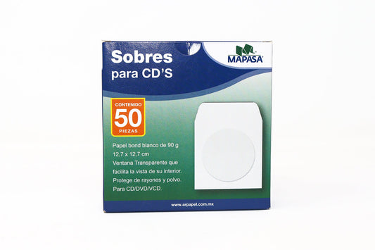 SOBRE /PCD/DVD/VDC BLANCO 12.7 X 12.7