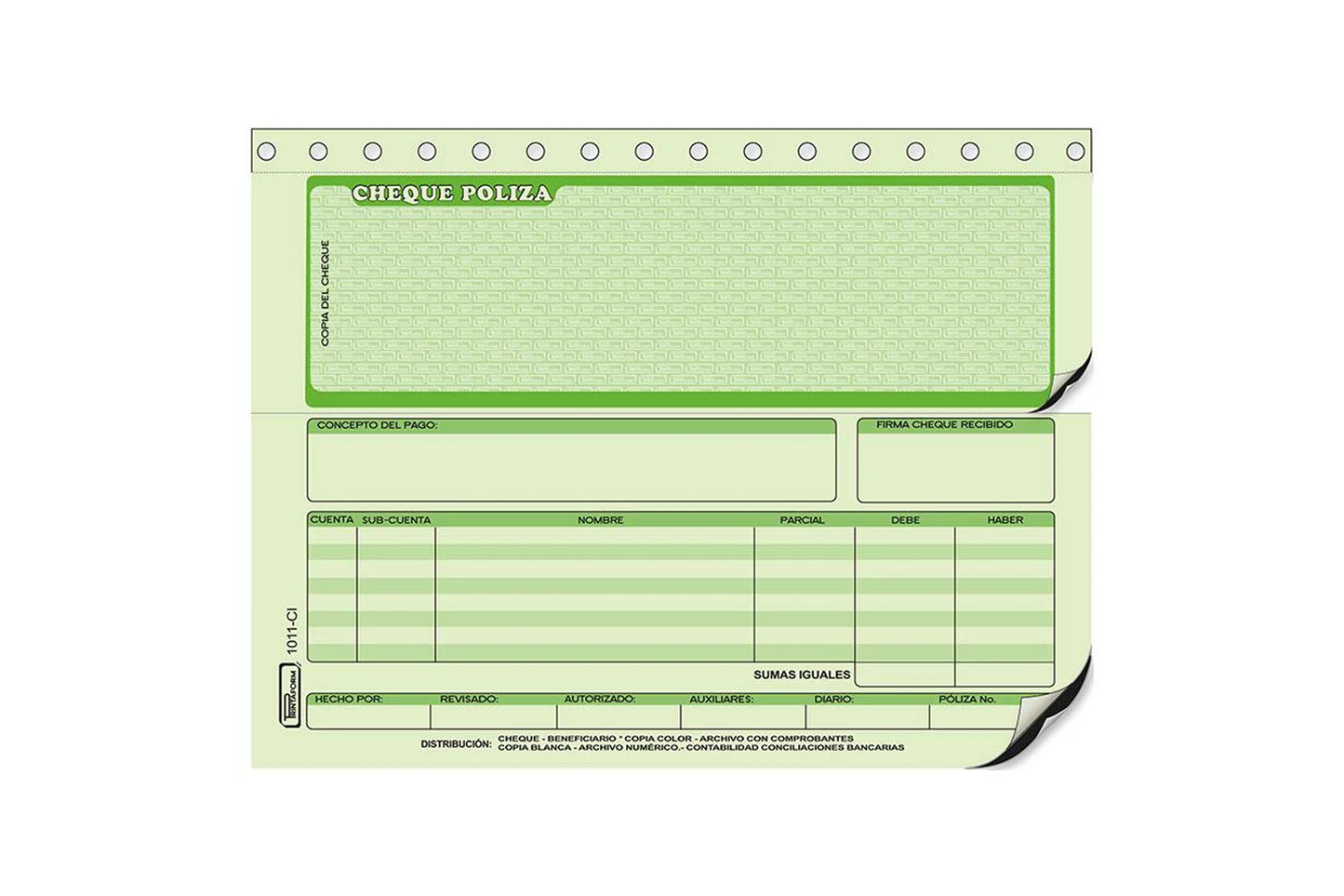 BLOCK POLIZA CHEQUE PF1011 C/CARBON POLIFORMAS