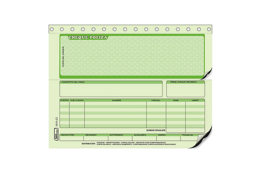 BLOCK POLIZA CHEQUE PF1011 C/CARBON POLIFORMAS