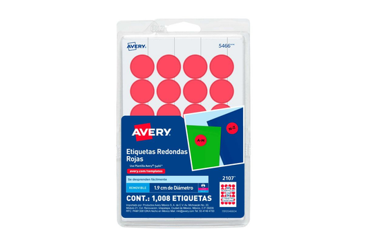 ETIQUETAS REDONDA AVERY 2107 C/816 ROJO