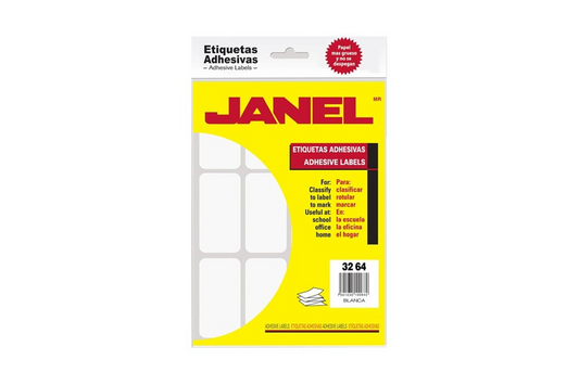 ETIQUETA JANEL NO. 24  32X64 BLANCA